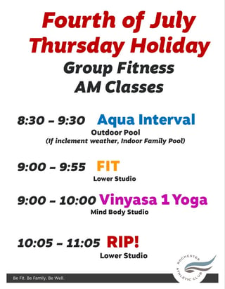 Fourth of July Thursday Holiday Schedule July 2019