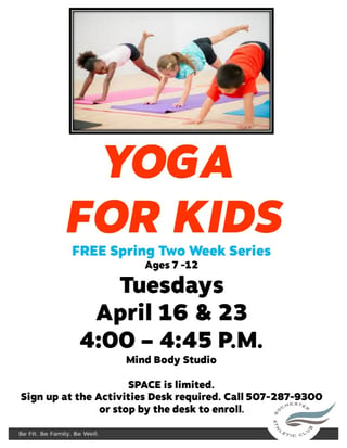 Yoga for Kids April 16th and 23rd